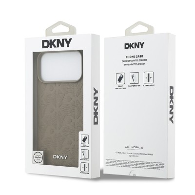 Apple iPhone 17 Pro Max Kılıf DKNY Orjinal Lisanslı M-safe Şarj Özellikli 3D Yazılı Grid Pattern Kapak - 17