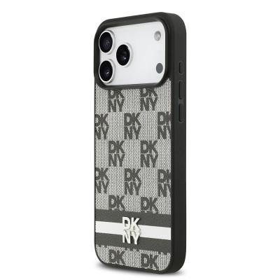 Apple iPhone 17 Pro Max Kılıf DKNY Orjinal Lisanslı M-safe Şarj Özellikli 3D Yazılı Metal Logolu Kapak - 3