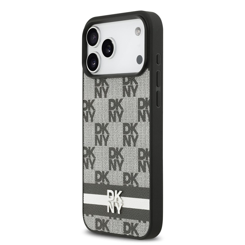 Apple iPhone 17 Pro Max Kılıf DKNY Orjinal Lisanslı M-safe Şarj Özellikli 3D Yazılı Metal Logolu Kapak - 3