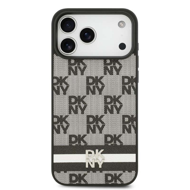 Apple iPhone 17 Pro Max Kılıf DKNY Orjinal Lisanslı M-safe Şarj Özellikli 3D Yazılı Metal Logolu Kapak - 4