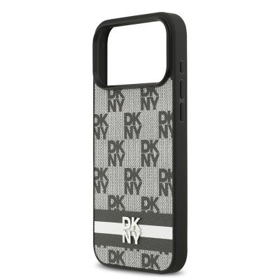 Apple iPhone 17 Pro Max Kılıf DKNY Orjinal Lisanslı M-safe Şarj Özellikli 3D Yazılı Metal Logolu Kapak - 7