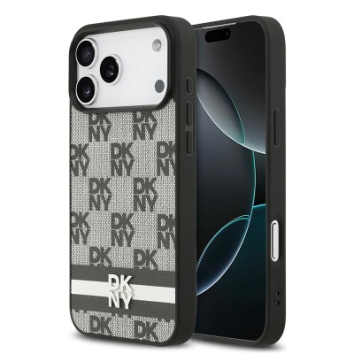 Apple iPhone 17 Pro Max Kılıf DKNY Orjinal Lisanslı M-safe Şarj Özellikli 3D Yazılı Metal Logolu Kapak - 2
