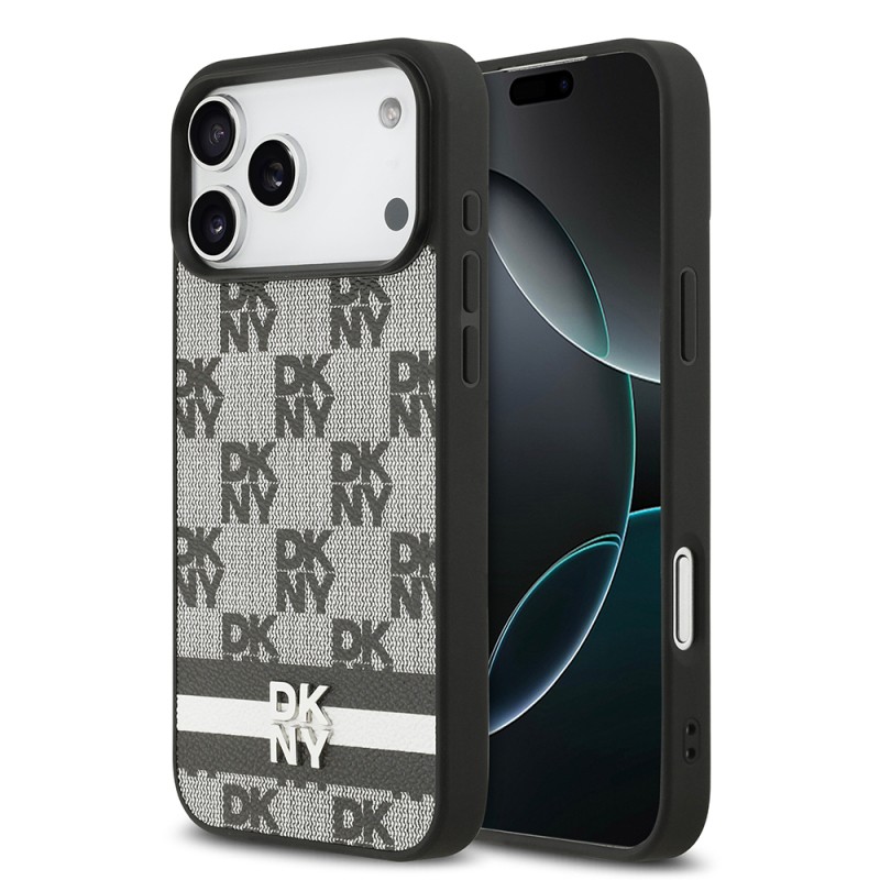 Apple iPhone 17 Pro Max Kılıf DKNY Orjinal Lisanslı M-safe Şarj Özellikli 3D Yazılı Metal Logolu Kapak - 2