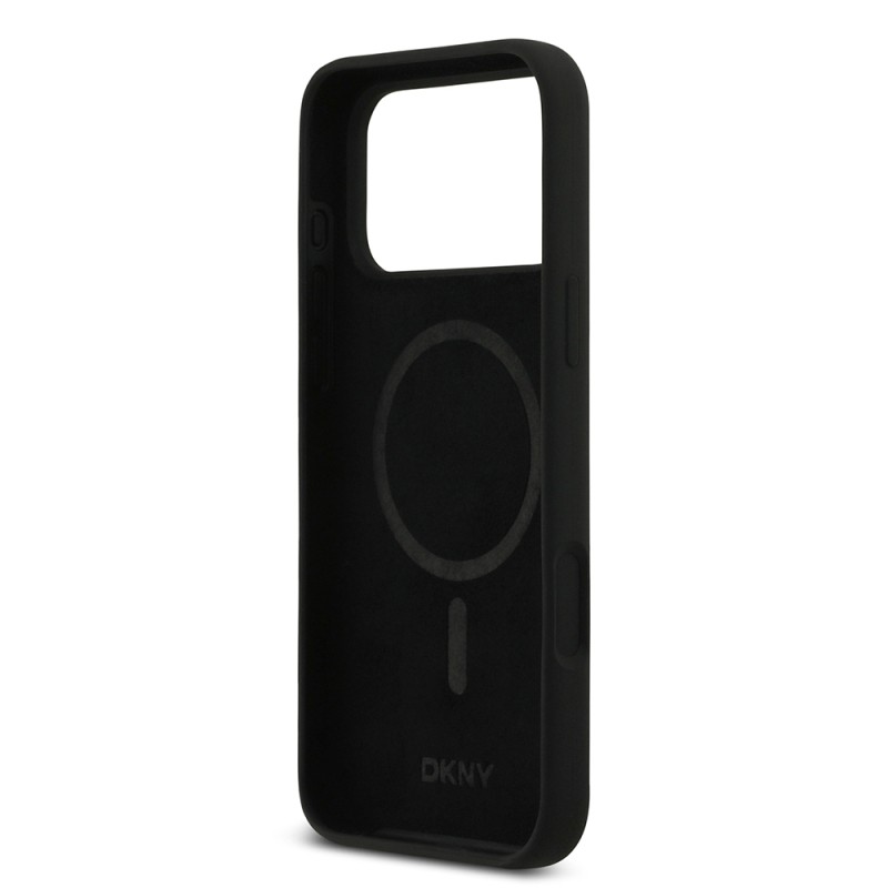 Apple iPhone 17 Pro Max Kılıf DKNY Orjinal Lisanslı M-safe Şarj Özellikli Metal Logolu Silikon Kapak - 16