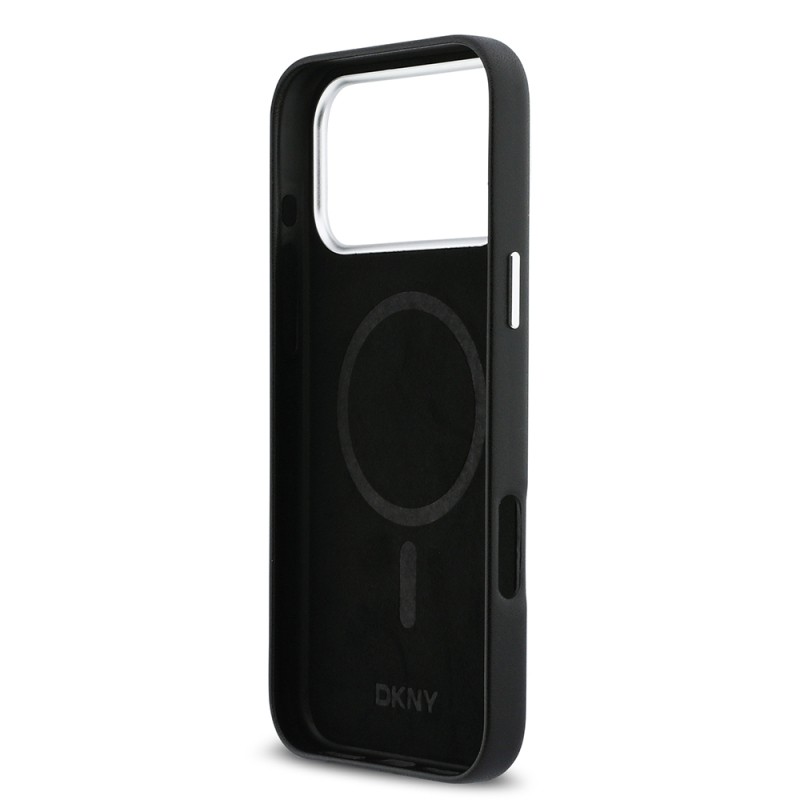 Apple iPhone 17 Pro Max Kılıf DKNY Orjinal Lisanslı M-safe Şarj Özellikli PU Büyük Dikey Logolu Kapak - 10