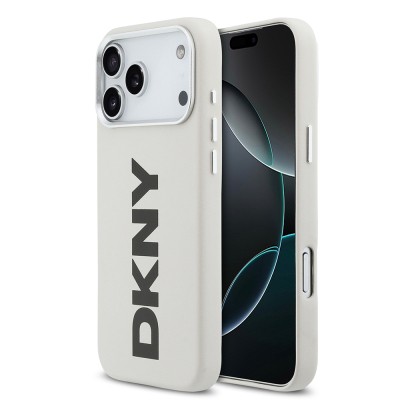 Apple iPhone 17 Pro Max Kılıf DKNY Orjinal Lisanslı M-safe Şarj Özellikli PU Büyük Dikey Logolu Kapak - 3