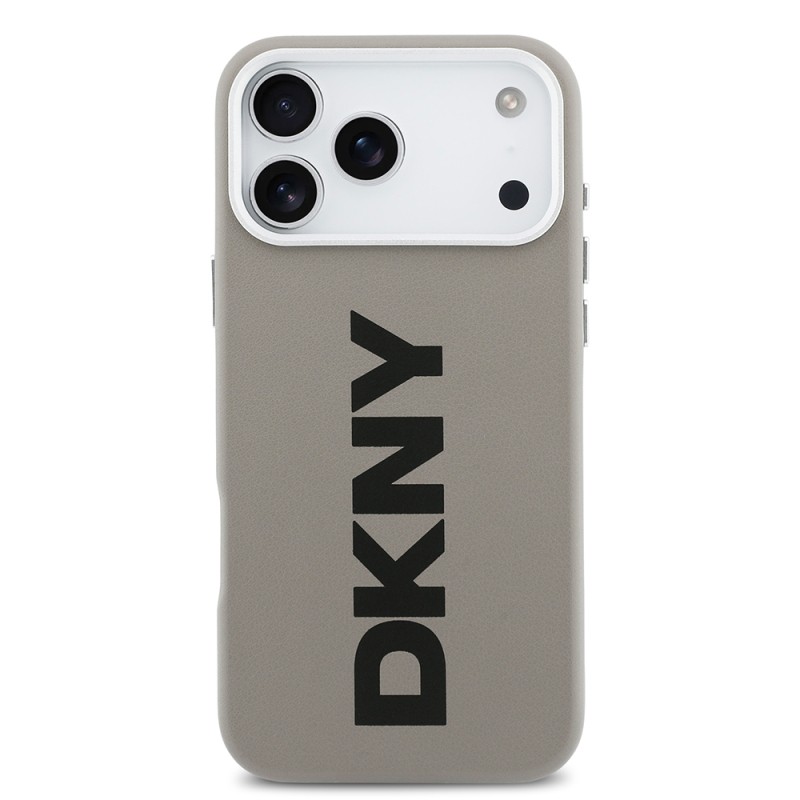 Apple iPhone 17 Pro Max Kılıf DKNY Orjinal Lisanslı M-safe Şarj Özellikli PU Büyük Dikey Logolu Kapak - 20