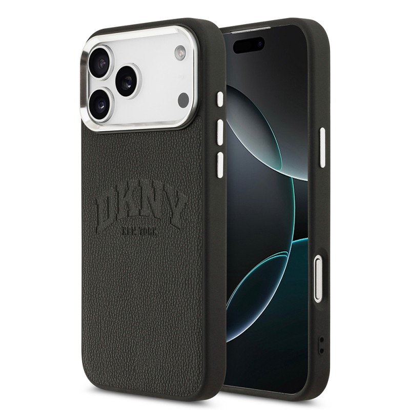 Apple iPhone 17 Pro Max Kılıf DKNY Orjinal Lisanslı M-safe Şarj Özellikli PU Deri Kabartmalı Kapak - 3