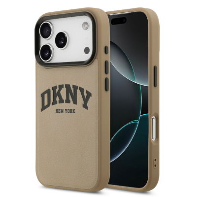Apple iPhone 17 Pro Max Kılıf DKNY Orjinal Lisanslı M-safe Şarj Özellikli PU Deri Kabartmalı Kapak - DKNY