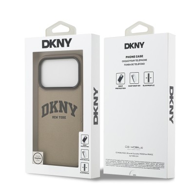 Apple iPhone 17 Pro Max Kılıf DKNY Orjinal Lisanslı M-safe Şarj Özellikli PU Deri Kabartmalı Kapak - 17