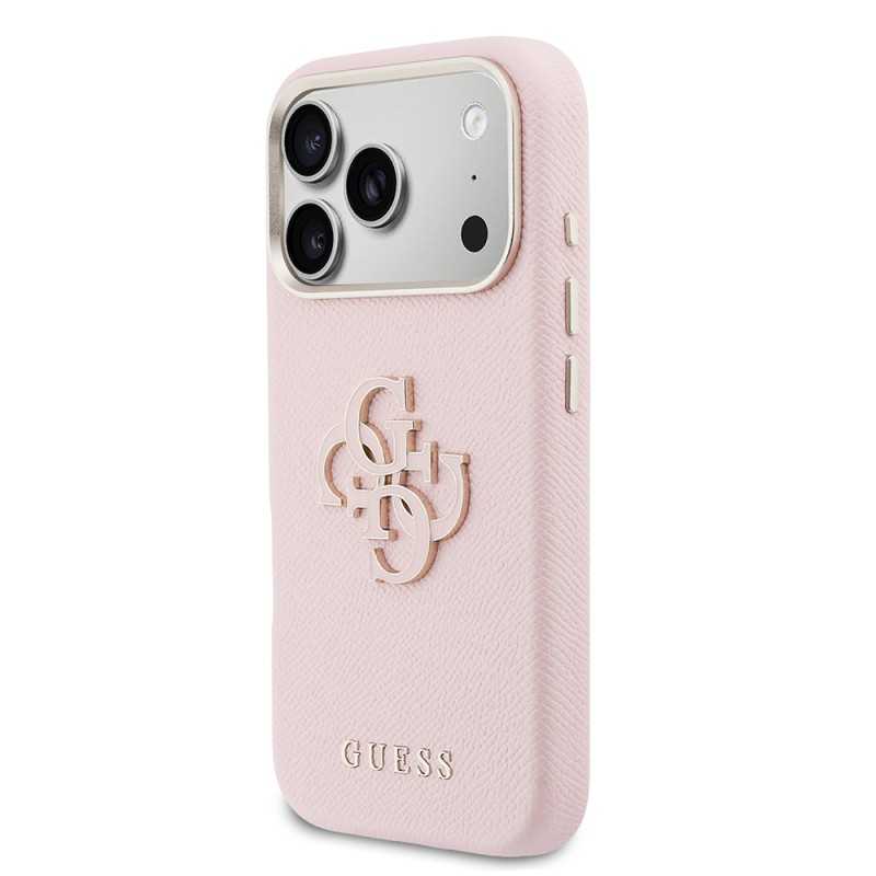 Apple iPhone 17 Pro Max Kılıf Guess Orjinal Lisanslı 4G Büyük Metal Kamera Çerçeveli PU Deri Resin Kapak - 10