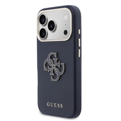 Apple iPhone 17 Pro Max Kılıf Guess Orjinal Lisanslı 4G Büyük Metal Kamera Çerçeveli PU Deri Resin Kapak - 18