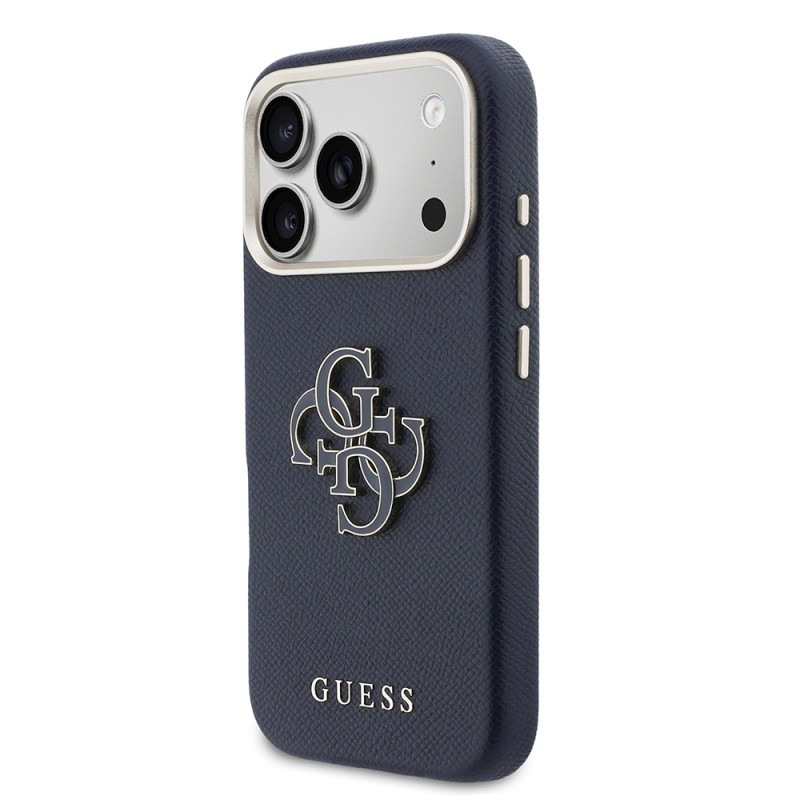 Apple iPhone 17 Pro Max Kılıf Guess Orjinal Lisanslı 4G Büyük Metal Kamera Çerçeveli PU Deri Resin Kapak - 18