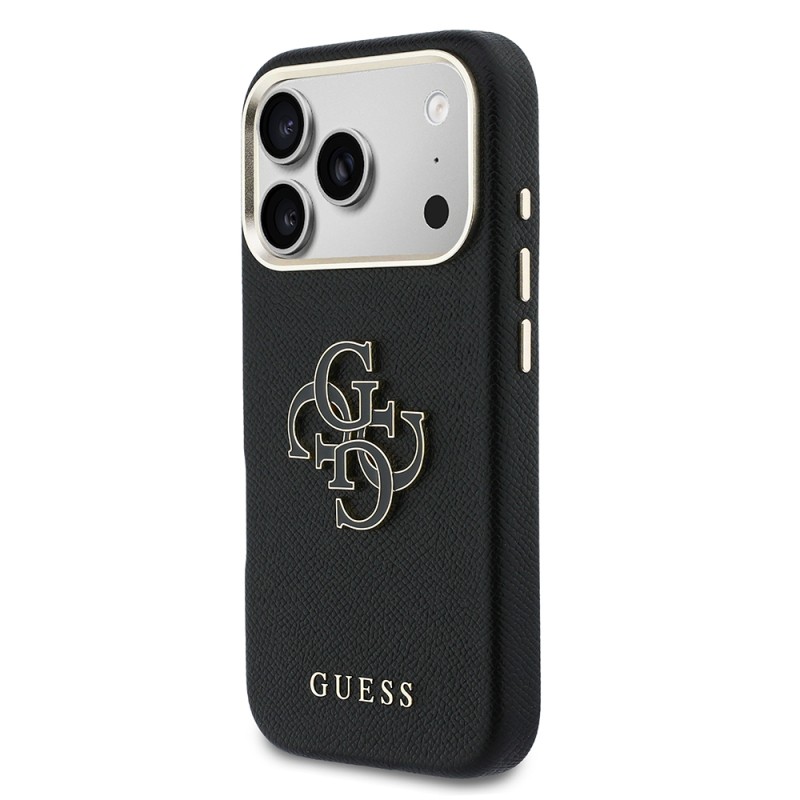 Apple iPhone 17 Pro Max Kılıf Guess Orjinal Lisanslı 4G Büyük Metal Kamera Çerçeveli PU Deri Resin Kapak - 26