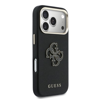 Apple iPhone 17 Pro Max Kılıf Guess Orjinal Lisanslı 4G Büyük Metal Kamera Çerçeveli PU Deri Resin Kapak - 28