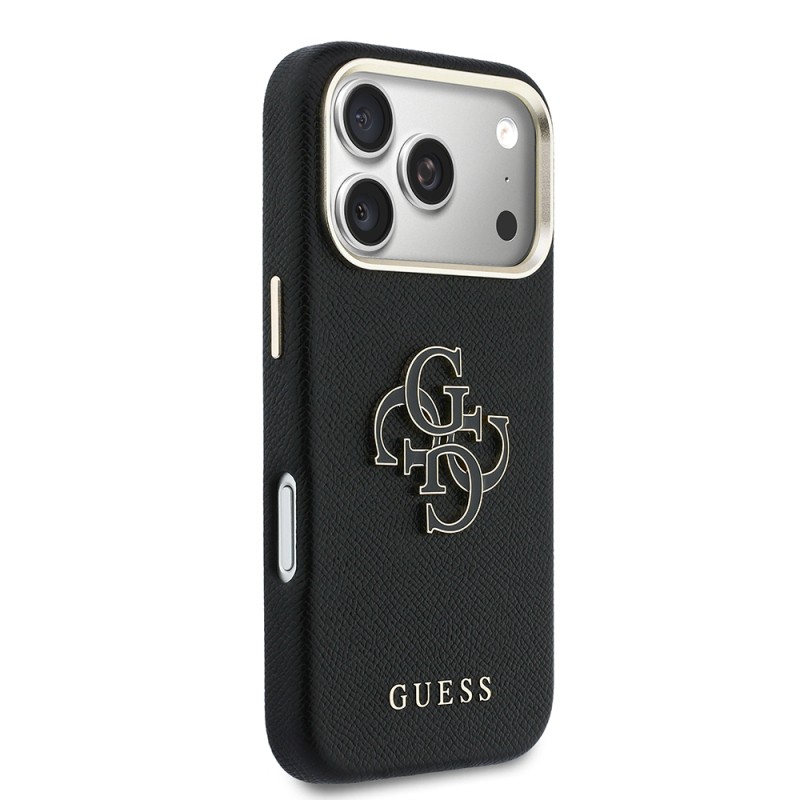 Apple iPhone 17 Pro Max Kılıf Guess Orjinal Lisanslı 4G Büyük Metal Kamera Çerçeveli PU Deri Resin Kapak - 28