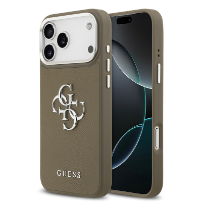 Apple iPhone 17 Pro Max Kılıf Guess Orjinal Lisanslı Grained 4G Metal Büyük Logolu Kapak - Guess