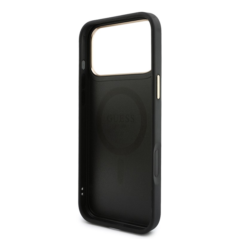 Apple iPhone 17 Pro Max Kılıf Guess Orjinal Lisanslı M-safe Şarj Özellikli Askılı ve 4G Metal Logolu Kartlıklı Kapak - 13