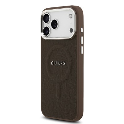 Apple iPhone 17 Pro Max Kılıf Guess Orjinal Lisanslı M-safe Şarj Özellikli Klasik Yazı Logolu PU Deri Kapak - 4