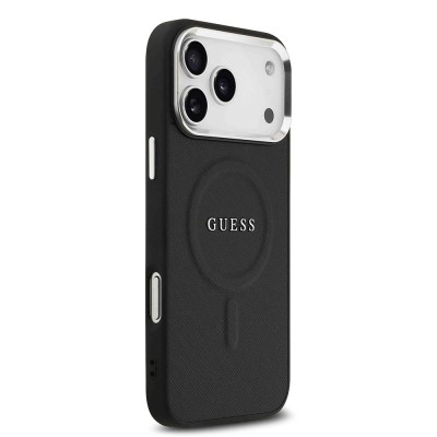 Apple iPhone 17 Pro Max Kılıf Guess Orjinal Lisanslı M-safe Şarj Özellikli Klasik Yazı Logolu PU Deri Kapak - 12