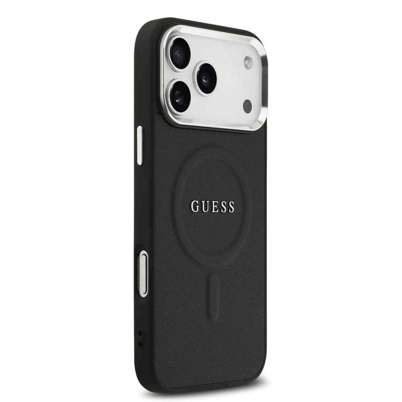 Apple iPhone 17 Pro Max Kılıf Guess Orjinal Lisanslı M-safe Şarj Özellikli Klasik Yazı Logolu PU Deri Kapak - 12