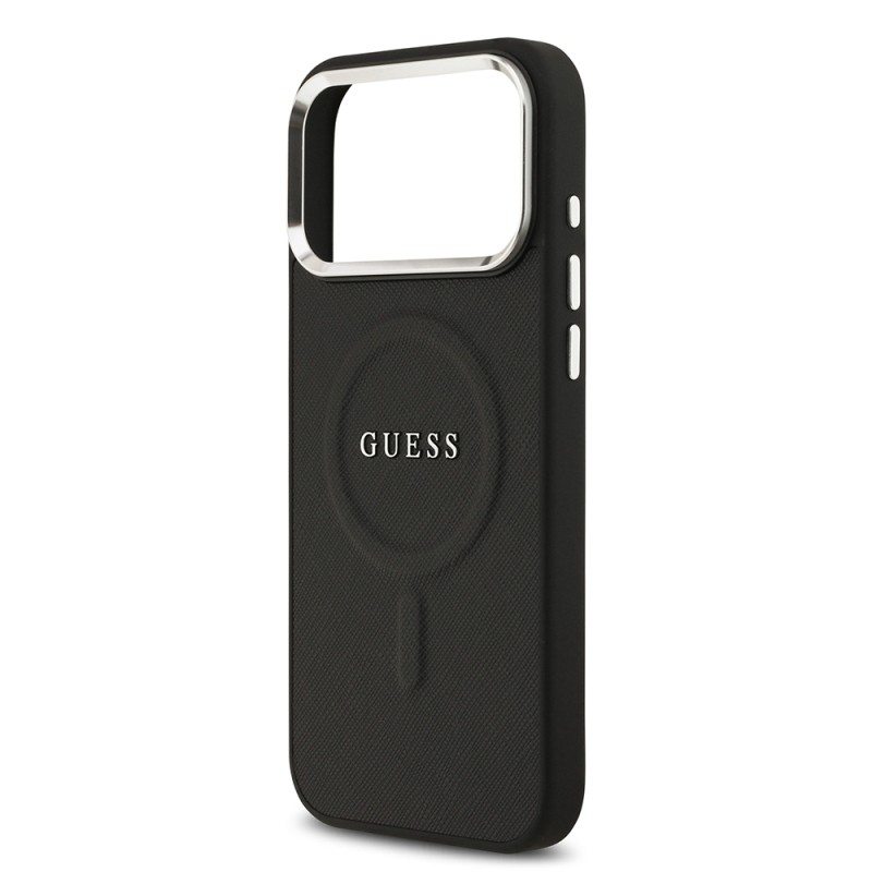 Apple iPhone 17 Pro Max Kılıf Guess Orjinal Lisanslı M-safe Şarj Özellikli Klasik Yazı Logolu PU Deri Kapak - 14