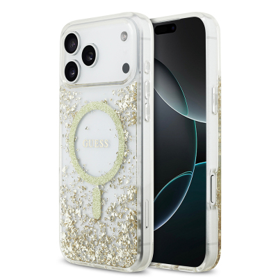 Apple iPhone 17 Pro Max Kılıf Guess Orjinal Lisanslı M-safe Şarj Özellikli Transparan Resin Bottom Kapak - Guess