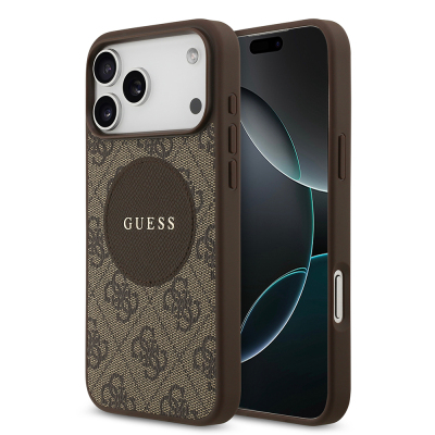 Apple iPhone 17 Pro Max Kılıf Guess Orjinal Lisanslı M-safe Şarj Özellikli Yazı Logolu Circle Classic Kapak - Guess