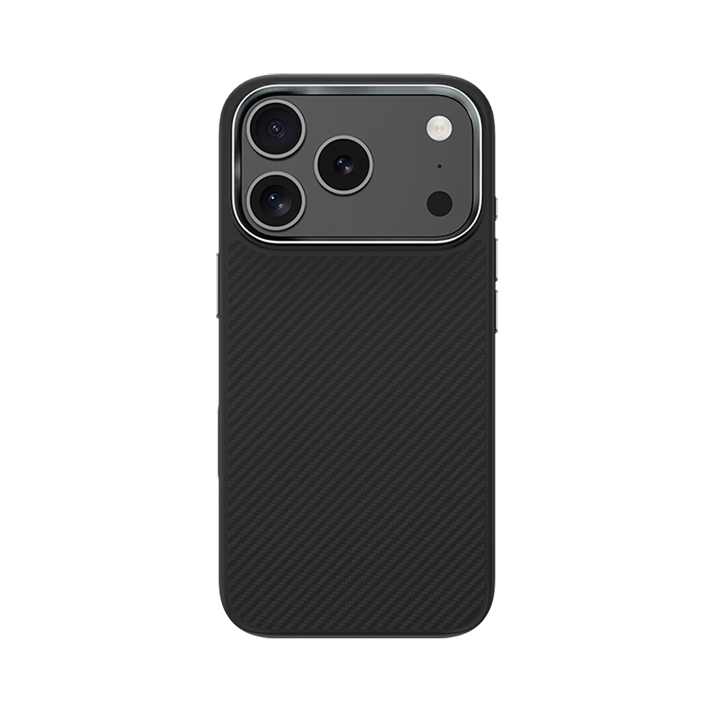 Apple iPhone 17 Pro Max Kılıf Karbon Fiber M-safe Şarj Özellikli Benks Hybrid ArmorPro 600D Kevlar Kapak - Siyah