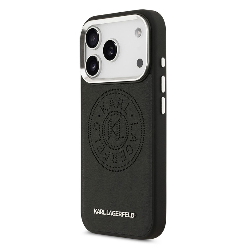 Apple iPhone 17 Pro Max Kılıf Karl Lagerfeld Orjinal Lisanslı M-safe Şarj Özellikli Delikli Tasarım Metal Logolu PU Deri Kapak - 3
