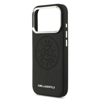 Apple iPhone 17 Pro Max Kılıf Karl Lagerfeld Orjinal Lisanslı M-safe Şarj Özellikli Delikli Tasarım Metal Logolu PU Deri Kapak - 7