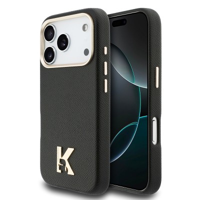 Apple iPhone 17 Pro Max Kılıf Karl Lagerfeld Orjinal Lisanslı M-safe Şarj Özellikli Gold Kamera Çerçeveli KHEAD Metal Logolu PU Deri Kapak - 9