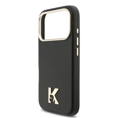 Apple iPhone 17 Pro Max Kılıf Karl Lagerfeld Orjinal Lisanslı M-safe Şarj Özellikli Gold Kamera Çerçeveli KHEAD Metal Logolu PU Deri Kapak - 14