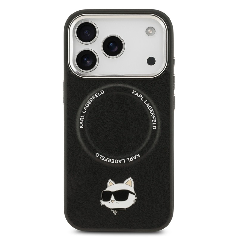 Apple iPhone 17 Pro Max Kılıf Karl Lagerfeld Orjinal Lisanslı M-safe Şarj Özellikli Metal Kamera ve Buton Tasarımlı Choupette PU Deri Kapak - 4