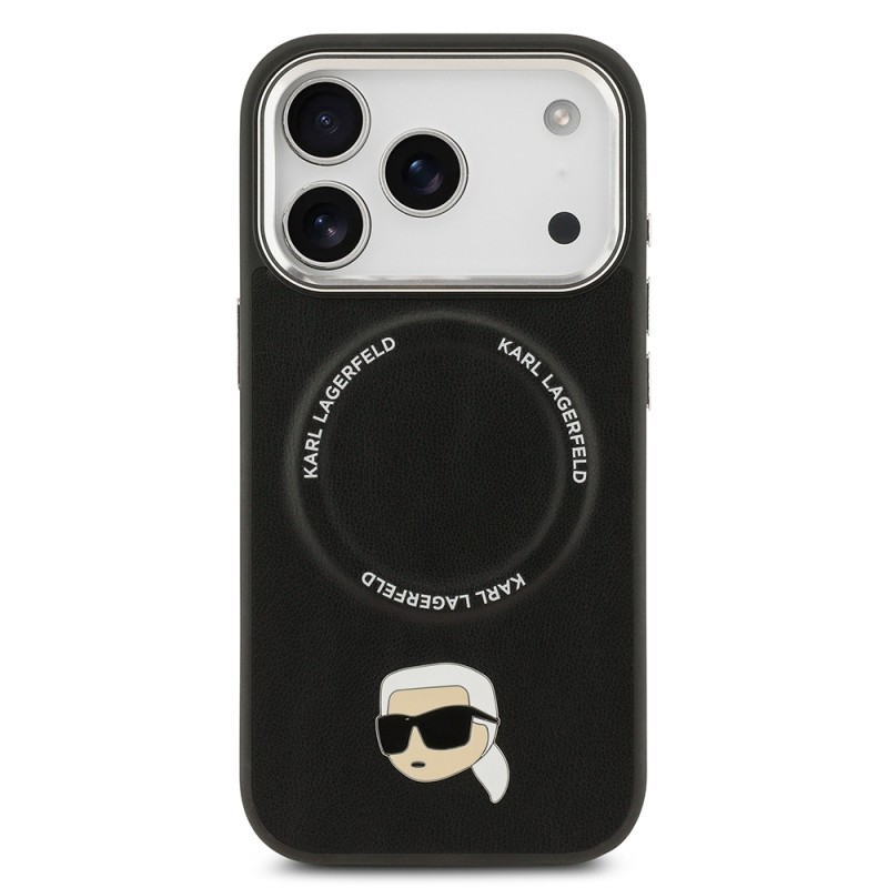 Apple iPhone 17 Pro Max Kılıf Karl Lagerfeld Orjinal Lisanslı M-safe Şarj Özellikli Metal Kamera ve Buton Tasarımlı Karl PU Deri Kapak - 4