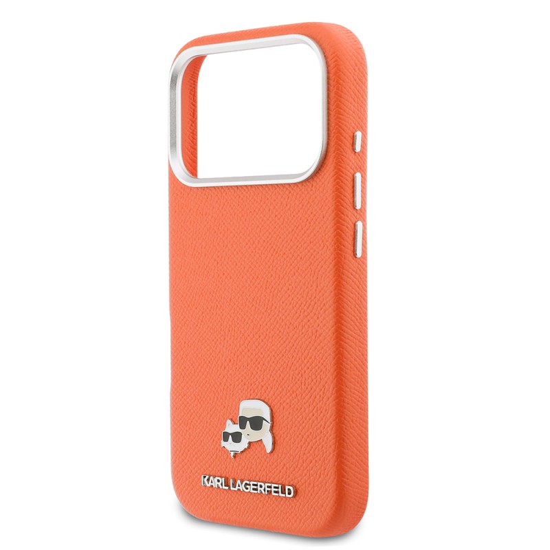 Apple iPhone 17 Pro Max Kılıf Karl Lagerfeld Orjinal Lisanslı M-safe Şarj Özellikli Metal Kamera ve Buton Tasarımlı K&C Head Logolu PU Deri Kapak - 6