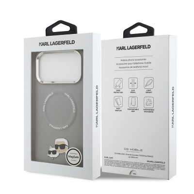 Apple iPhone 17 Pro Max Kılıf Karl Lagerfeld Orjinal Lisanslı M-safe Şarj Özellikli Metal Kamera ve Buton Tasarımlı K&C PU Deri Kapak - 25