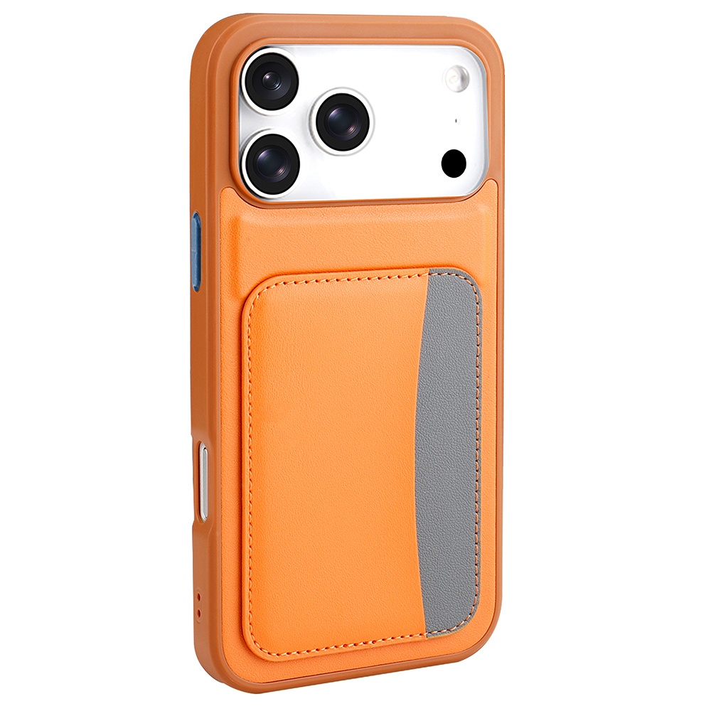 iPhone 17 Pro Max Kılıf Kartlıklı Zore X-Kart Silikon Kapak - Turuncu
