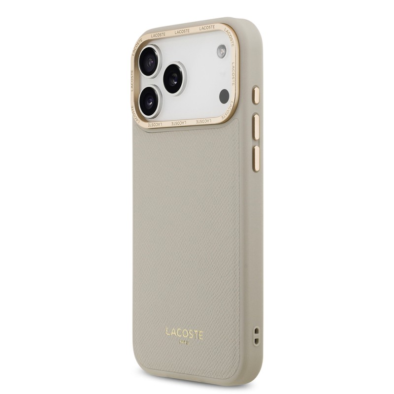 Apple iPhone 17 Pro Max Kılıf Lacoste Orjinal Lisanslı M-safe Şarj Özellikli Champs Elysees PU Deri Tasarımlı Kapak - 6