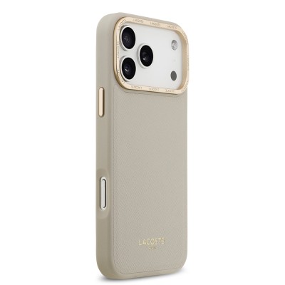 Apple iPhone 17 Pro Max Kılıf Lacoste Orjinal Lisanslı M-safe Şarj Özellikli Champs Elysees PU Deri Tasarımlı Kapak - 11