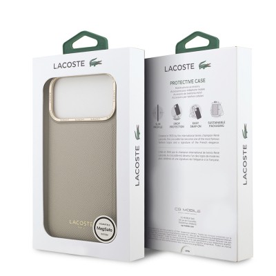 Apple iPhone 17 Pro Max Kılıf Lacoste Orjinal Lisanslı M-safe Şarj Özellikli Champs Elysees PU Deri Tasarımlı Kapak - 24