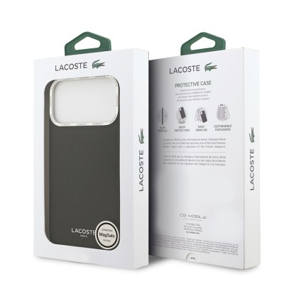 Apple iPhone 17 Pro Max Kılıf Lacoste Orjinal Lisanslı M-safe Şarj Özellikli Champs Elysees PU Deri Tasarımlı Kapak - 25
