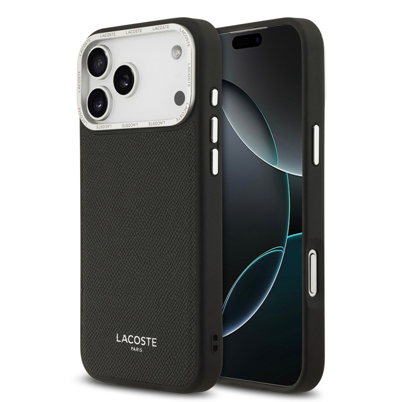 Apple iPhone 17 Pro Max Kılıf Lacoste Orjinal Lisanslı M-safe Şarj Özellikli Champs Elysees PU Deri Tasarımlı Kapak - 4