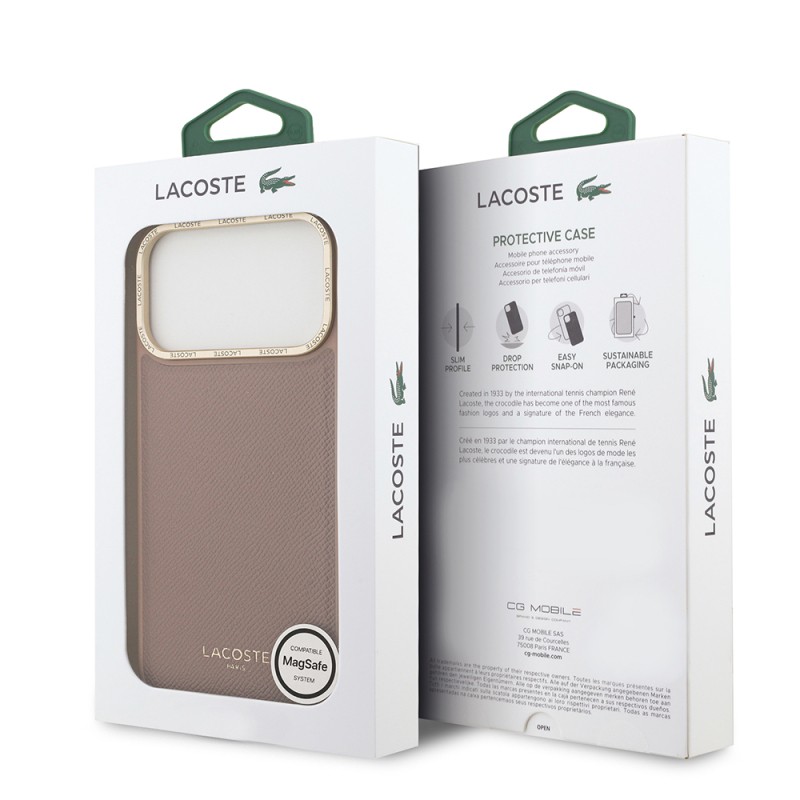 Apple iPhone 17 Pro Max Kılıf Lacoste Orjinal Lisanslı M-safe Şarj Özellikli Champs Elysees PU Deri Tasarımlı Kapak - 23