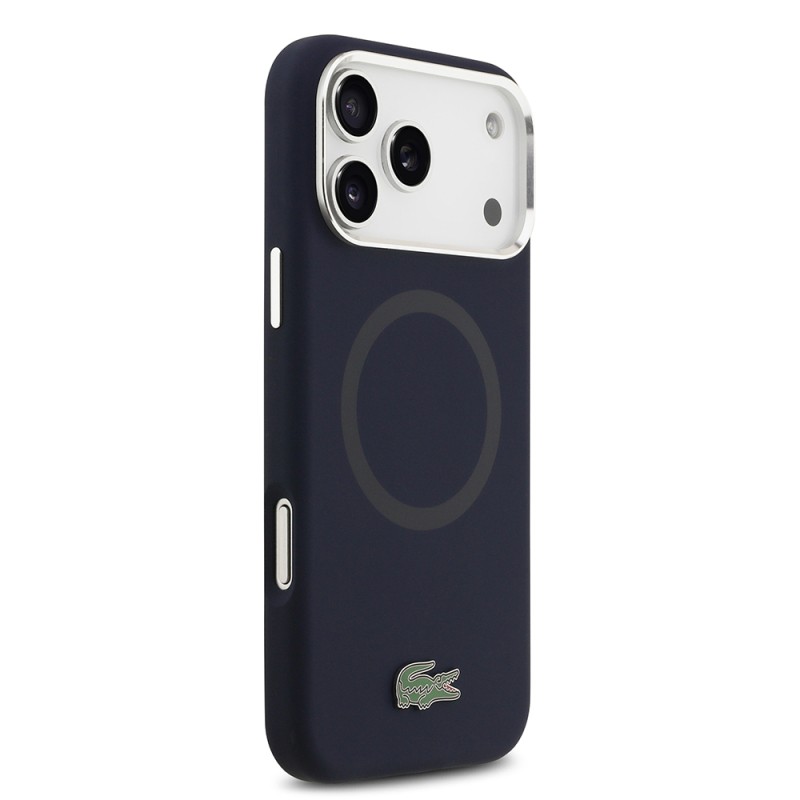 Apple iPhone 17 Pro Max Kılıf Lacoste Orjinal Lisanslı M-safe Şarj Özellikli İkonik Logolu Metal Kamera Çerçeveli Silikon Kapak - 8