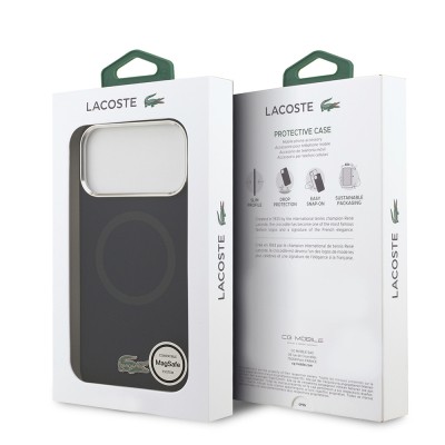 Apple iPhone 17 Pro Max Kılıf Lacoste Orjinal Lisanslı M-safe Şarj Özellikli İkonik Logolu Metal Kamera Çerçeveli Silikon Kapak - 12