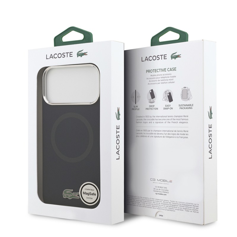 Apple iPhone 17 Pro Max Kılıf Lacoste Orjinal Lisanslı M-safe Şarj Özellikli İkonik Logolu Metal Kamera Çerçeveli Silikon Kapak - 12