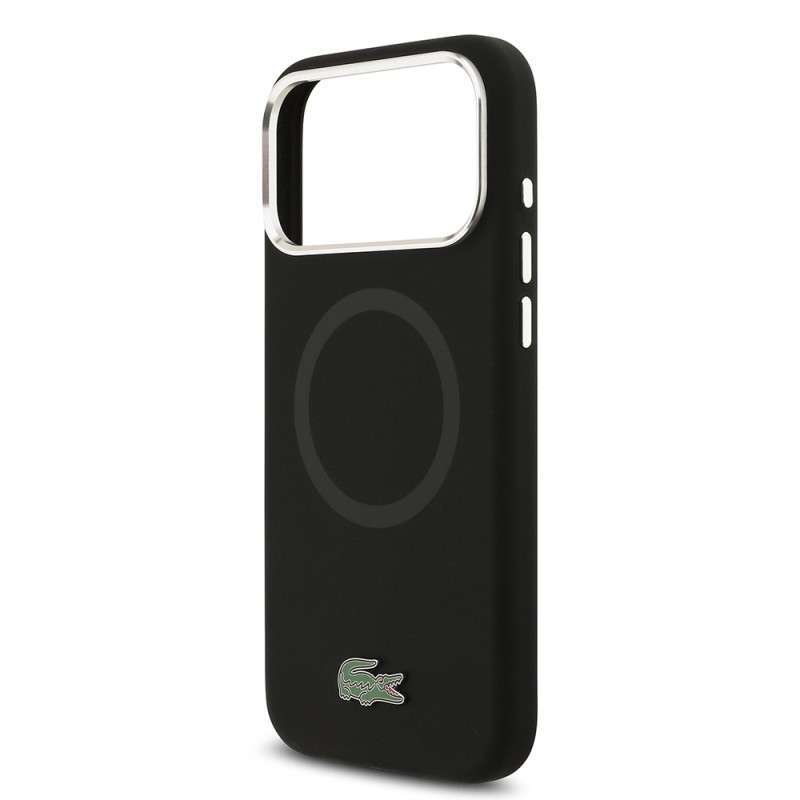 Apple iPhone 17 Pro Max Kılıf Lacoste Orjinal Lisanslı M-safe Şarj Özellikli İkonik Logolu Metal Kamera Çerçeveli Silikon Kapak - 17