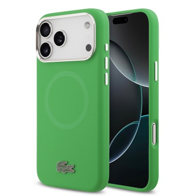Apple iPhone 17 Pro Max Kılıf Lacoste Orjinal Lisanslı M-safe Şarj Özellikli İkonik Logolu Metal Kamera Çerçeveli Silikon Kapak - 4