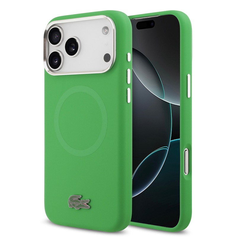 Apple iPhone 17 Pro Max Kılıf Lacoste Orjinal Lisanslı M-safe Şarj Özellikli İkonik Logolu Metal Kamera Çerçeveli Silikon Kapak - 4